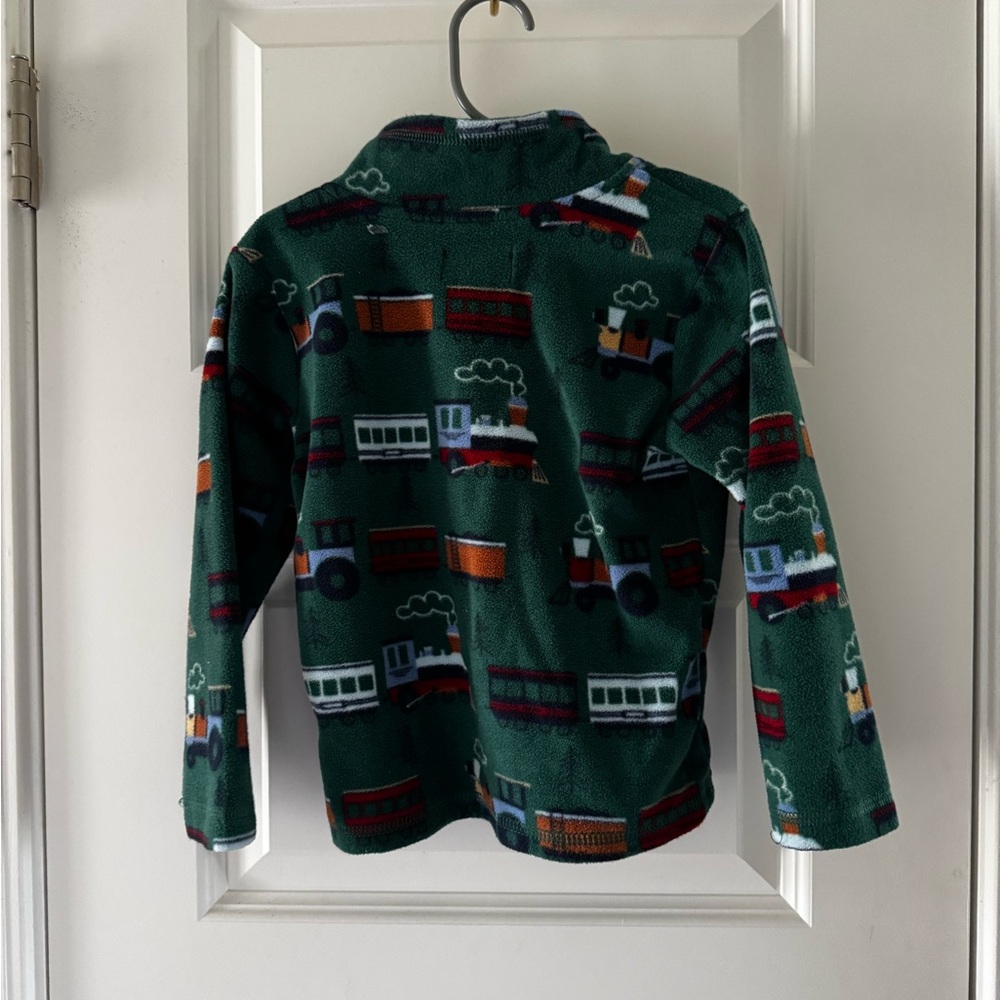 Green Train Pattern Fleece Jacket